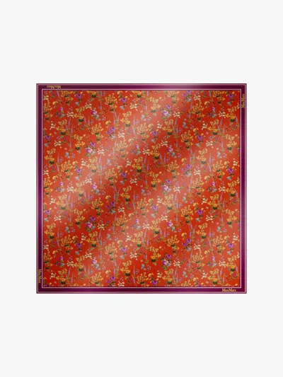 Max Mara Printed Silk Foulard In Red