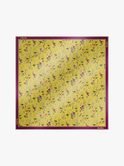 Max Mara Printed Silk Foulard In Yellow