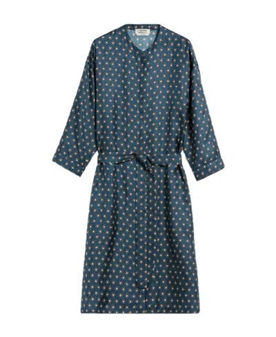 Max Mara Printed Silk Kaftan Dress In Blue