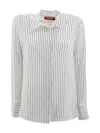 Max Mara Printed Crepe De Chine Shirt In Bianco