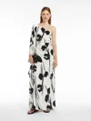 Max Mara Printed Silk One-shoulder Dress In White