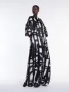 Max Mara Printed Silk Organza Gown In Black White