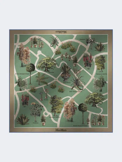 Max Mara Printed Silk Oversized Scarf In Blue