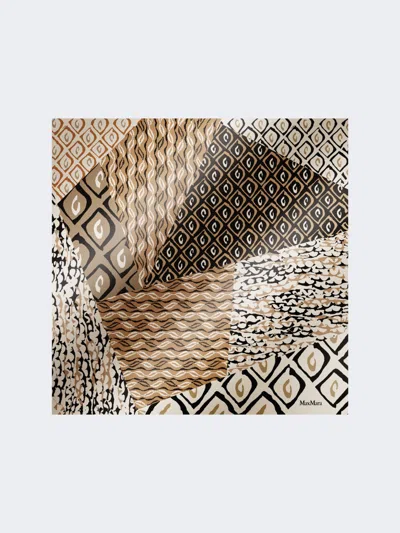 Max Mara Printed Silk Oversized Scarf In Brown