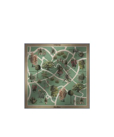Max Mara Printed Silk Oversized Scarf In Green