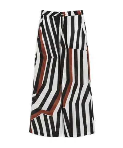 Max Mara Printed Silk Palazzo Trousers In Cocoa