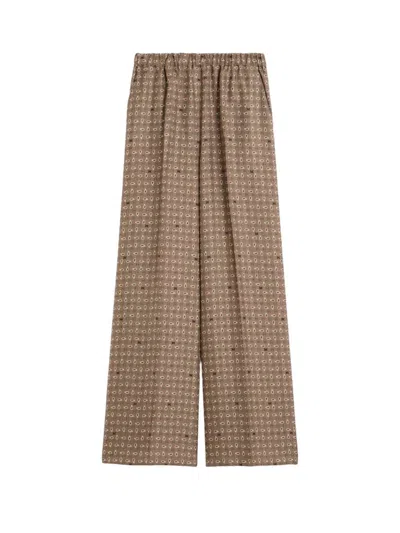 Max Mara Printed Silk Pants - Mud In Brown
