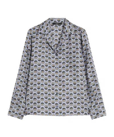 Max Mara Printed Silk Pyjama Shirt In Blue