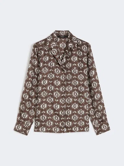 Max Mara Printed Silk Pyjama Shirt In Brown