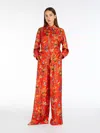 Max Mara Printed Silk Pyjama-style Shirt In Red