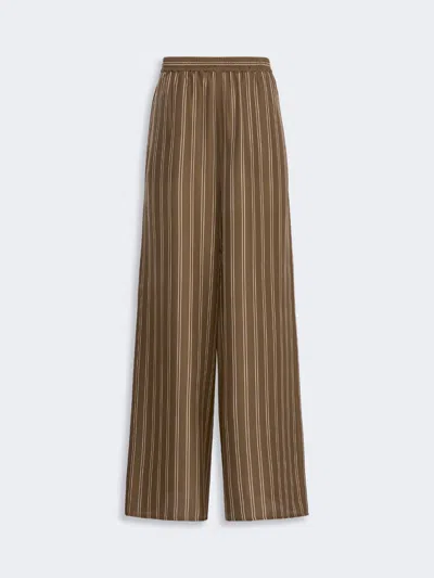 Max Mara Printed Silk Relaxed Trousers In Brown
