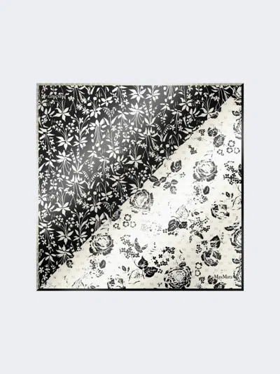 Max Mara Printed Silk Scarf In Black