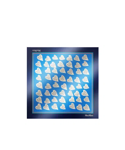 Max Mara Printed Silk Scarf In Blue