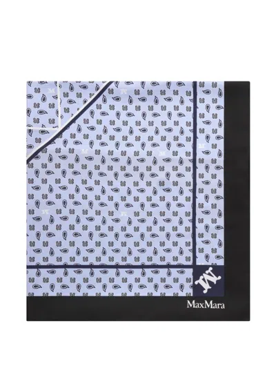 Max Mara Printed Silk Scarf In Blue