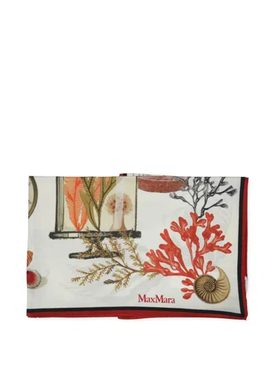 Max Mara Printed Silk Scarf In Blue