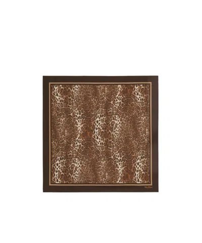 Max Mara Printed Silk Scarf In Brown