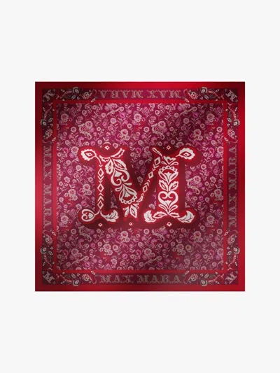 Max Mara Printed Silk Scarf In Dark Red