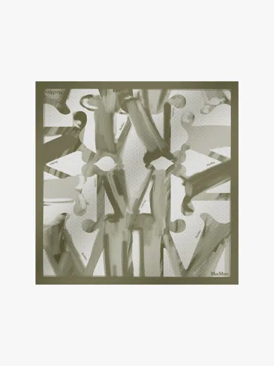 Max Mara Printed Silk Scarf In Green