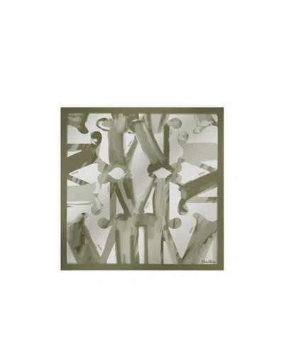 Max Mara Printed Silk Scarf In Green