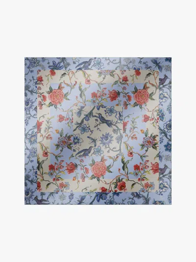 Max Mara Printed Silk Scarf In Blue