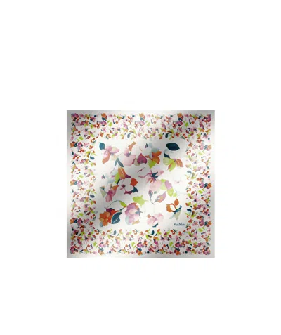 Max Mara Printed Silk Scarf In White