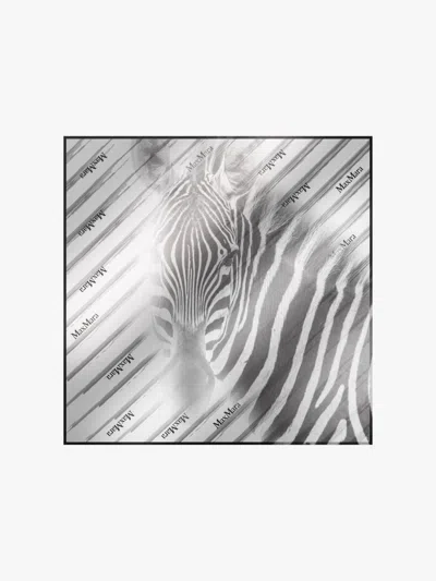 Max Mara Printed Silk Scarf In Gray
