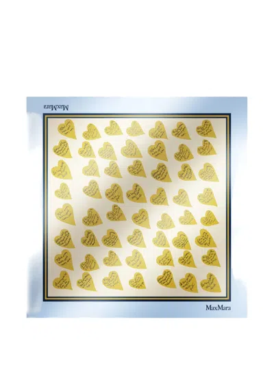 Max Mara Printed Silk Scarf In Yellow