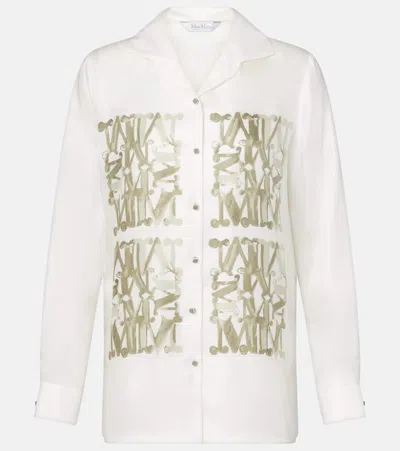 Max Mara Printed Silk Shirt In White