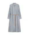 Max Mara Printed Silk Shirt Dress In Blue