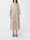 Max Mara Printed Silk Shirt Dress In Neutral
