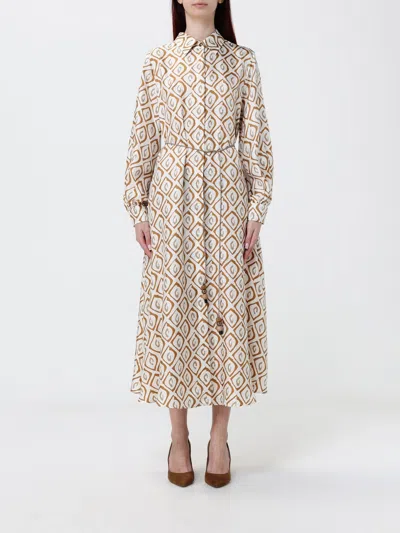 Max Mara Printed Silk Shirt Dress In Neutral