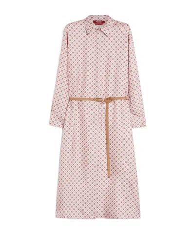 Max Mara Printed Silk Shirt Dress In Pink
