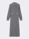 Max Mara Printed Silk Shirt Dress In Gray