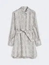 Max Mara Printed Silk Shirt Dress In Gray