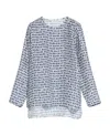 Max Mara Alatri Logo Print High-low Silk Blouse In Gray