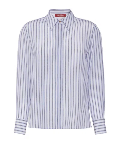 Max Mara Printed Silk Shirt - Light Blue
