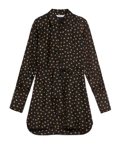 Max Mara Printed Silk Shirt Skirt In Black