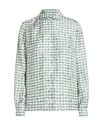 Max Mara Printed Silk Shirt In White