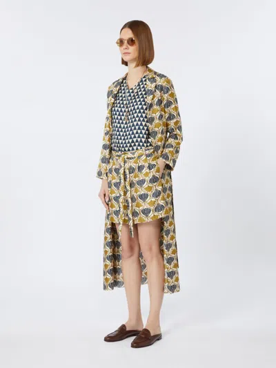 Max Mara Printed Silk Shorts In Yellow