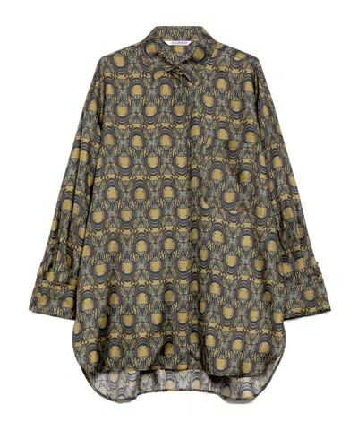 Max Mara Printed Silk Silhouette Shirt In Green
