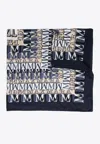 Max Mara Silk Printed Square Scarf In Navy