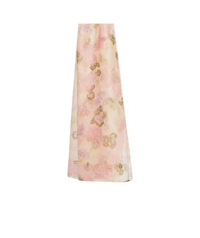 Max Mara Printed Silk Stole In Nude