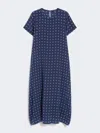 Max Mara Printed Silk T-shirt Dress In Blue