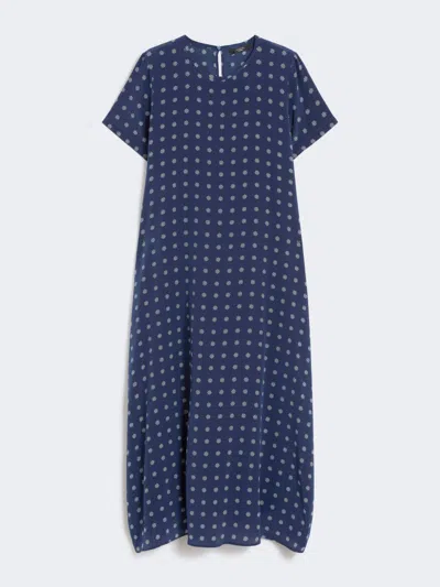 Max Mara Printed Silk T-shirt Dress In Blue