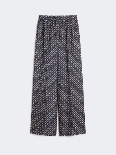 Max Mara Printed Silk Trousers In Blue