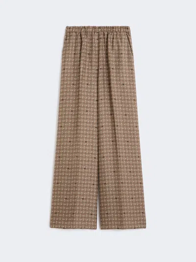Max Mara Printed Silk Trousers In Brown
