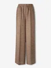 Max Mara Vischio Printed Silk Satin Wide-leg Pants In Brown