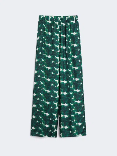 Max Mara Printed Silk Trousers In Green