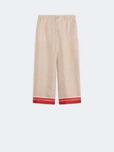 Max Mara Printed Silk Trousers In Neutral