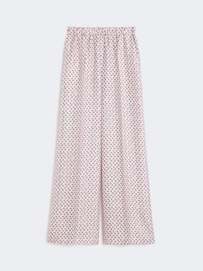 Max Mara Printed Silk Trousers In Pink